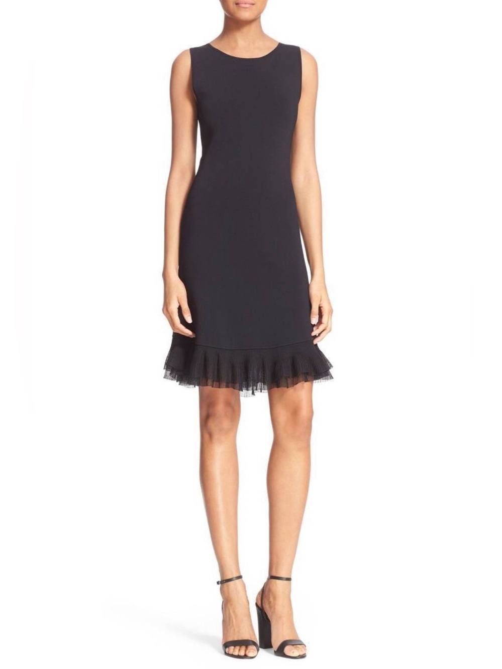 Theory  Torylevina Black Sleeveless Ruffle Hem Dress – Size Medium